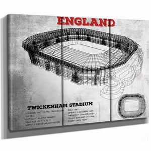 England Rugby - Vintage Twickenham Stadium Print