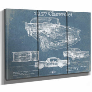 1957 Chevrolet Bel Air Sport Coupé Blueprint Vintage Auto Print