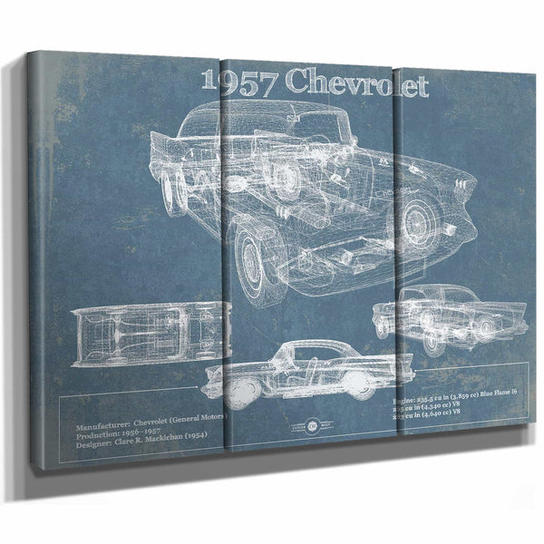 1957 Chevrolet Bel Air Sport Coupé Blueprint Vintage Auto Print
