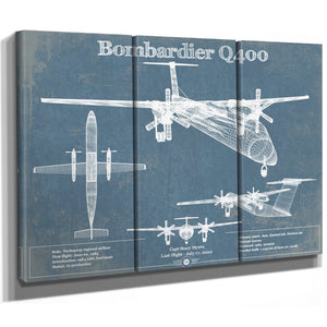 Bombardier Dash 8 - Q400 Vintage Aviation Blueprint Print