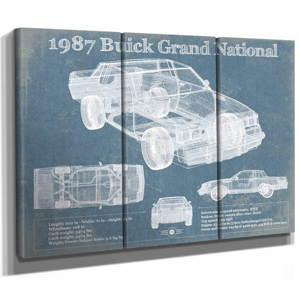 1987 Buick Regal Grand National GNX Vintage Blueprint Auto Print