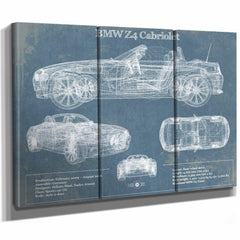 BMW Z4 Cabriolet Vintage Blueprint Auto Print