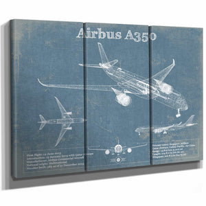 Airbus A350 Vintage Aviation Blueprint Print