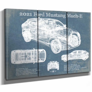 2021 Ford Mustang Mach-E SUV Blueprint Vintage Auto Print