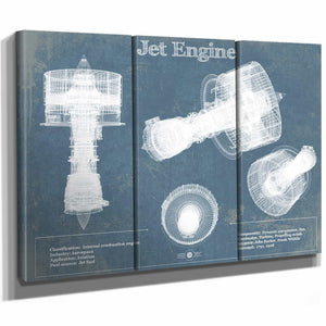 Jet Engine Vintage Original Blueprint Print