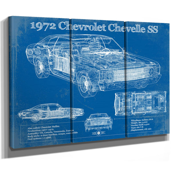 1972 Chevrolet Chevelle SS Original Blueprint Art