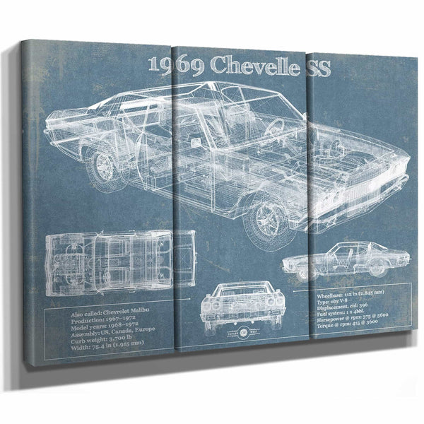 1969 Chevrolet Chevelle SS Original Blueprint Art