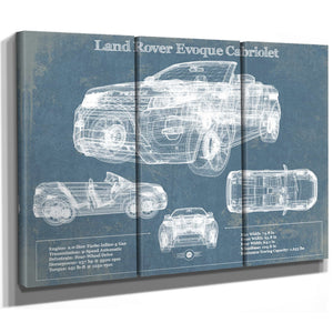 Land Rover Evoque Cabriolet Blueprint Vintage Auto Print
