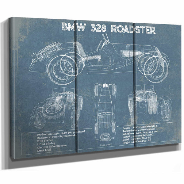 BMW 328 Roadster Blueprint Vintage Auto Print