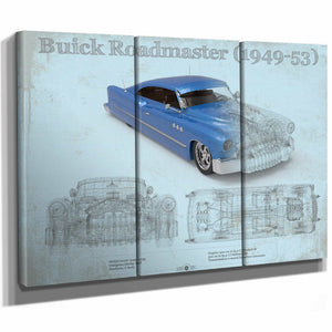 Buick Roadmaster 49-53 Sports Car Blueprint Patent Original Art