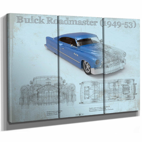 Buick Roadmaster 49-53 Sports Car Blueprint Patent Original Art
