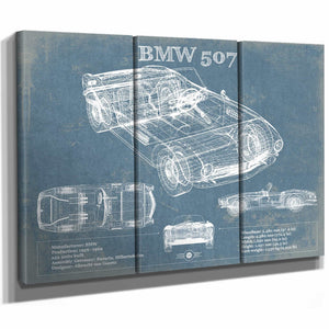 BMW 507 Vintage Blueprint Auto Print