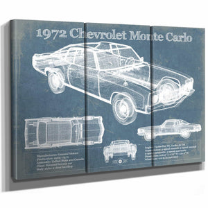 1972 Chevrolet Monte Carlo Blueprint Vintage Auto Patent Print