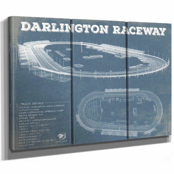 Darlington Raceway Charcoal Blueprint NASCAR Race Track Print