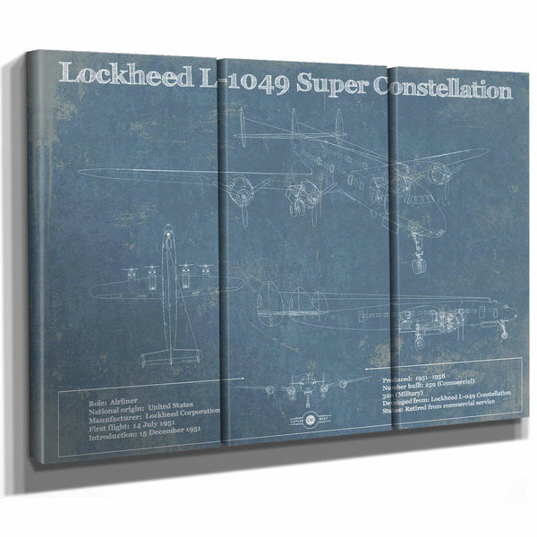 Lockheed L-1049 Super Constellation Vintage Blueprint Airplane Print