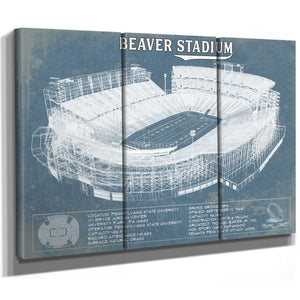 Penn State Nittany Lions - Beaver Stadium Vintage Blueprint Wall Art