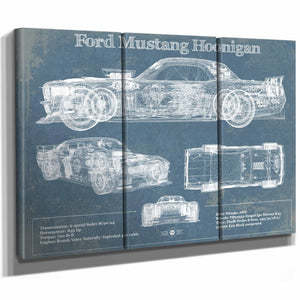 Ford Mustang Hoonigan Vintage Blueprint Auto Print