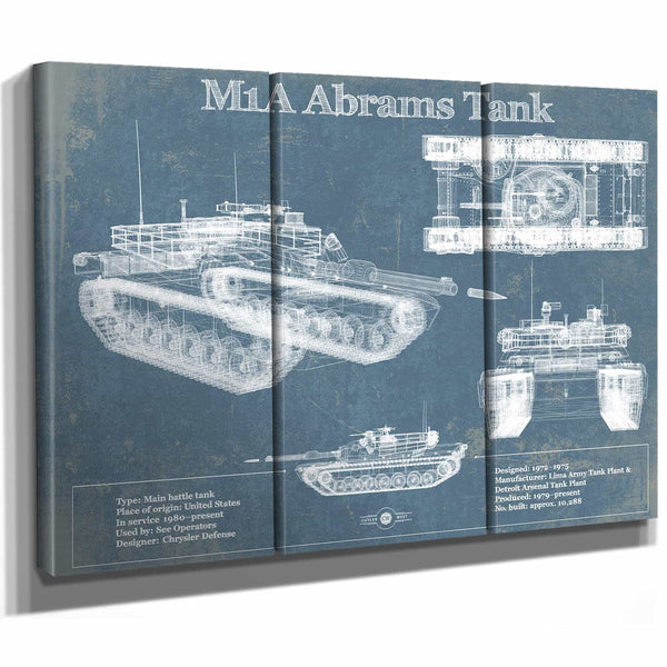 M1A Abrams Tank Vintage Blueprint Print