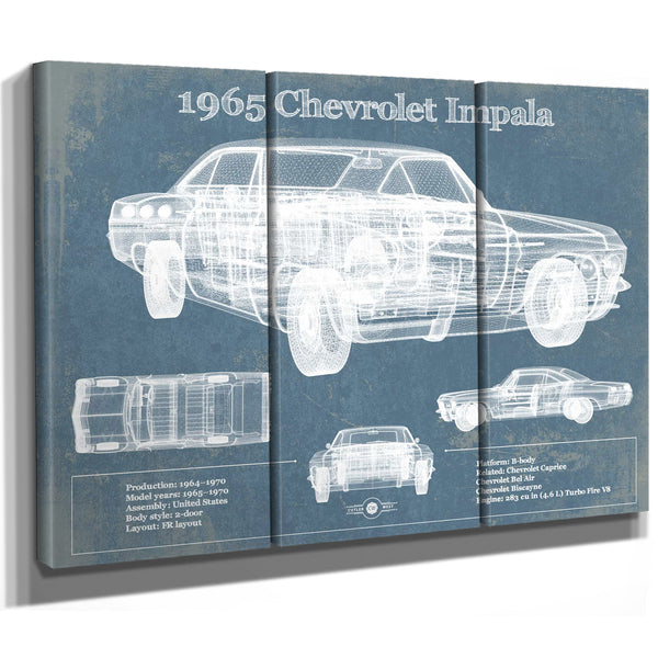 1965 Chevrolet Impala Blueprint Vintage Auto Print