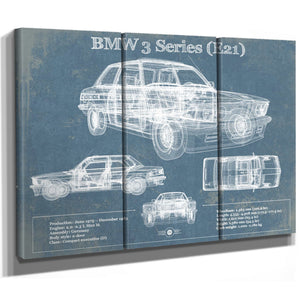 BMW 3 Series E21 Vintage Blueprint Auto Print