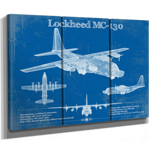 Lockheed MC-130 Vintage Aviation Blueprint Military Print