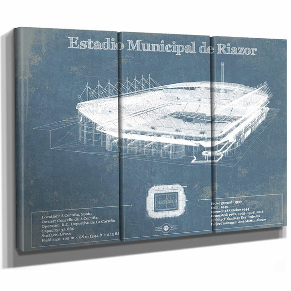 Estadio Municipal De Riazor Stadium Blueprint Vintage Soccer (Football) Print