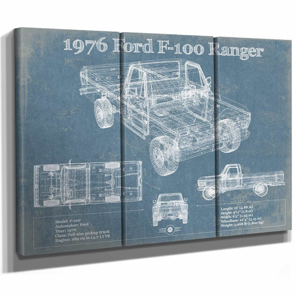 1976 Ford F-100 Ranger Blueprint Vintage Auto Print