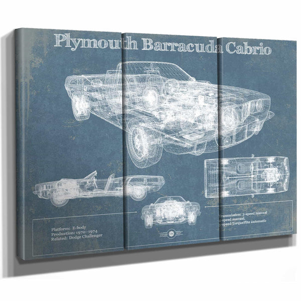 Plymouth Barracuda Cabrio Blueprint Vintage Auto Print