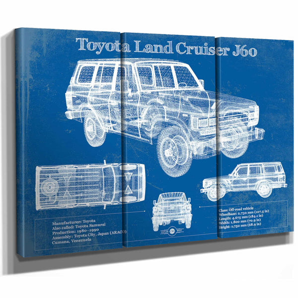 Toyota Land Cruiser J60 Blueprint Vintage Auto Print