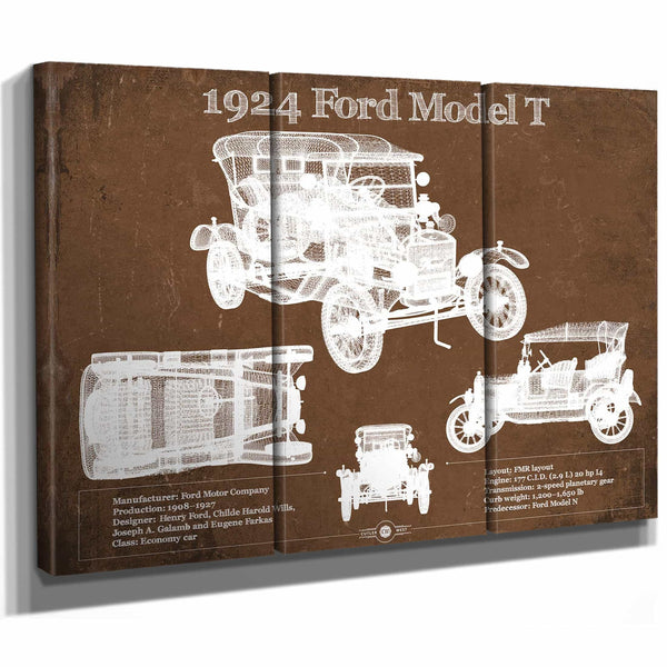 1924 Ford Model T Vintage Blueprint Auto Print