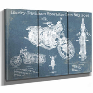 Harley-Davidson Sportster Iron 883 2016 Blueprint Motorcycle Patent Print