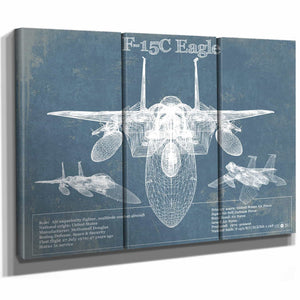 F-15C Eagle Vintage Aviation Blueprint Military Print - Custom Name and Squadron Text