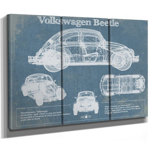 Volkswagen Beetle Blueprint Vintage Auto Print