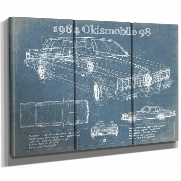 1984 Oldsmobile 98 Vintage Blueprint Auto Print