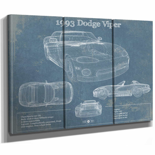 1993 Dodge Viper Vintage Blueprint Auto Print