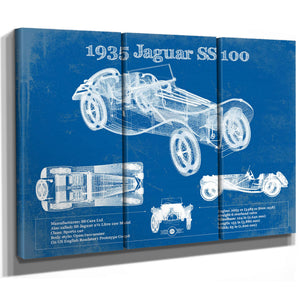 1935 Jaguar SS 100 Blueprint Vintage Auto Print