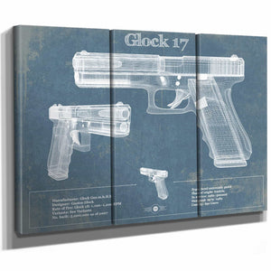 Glock 17 Blueprint Vintage Gun Print