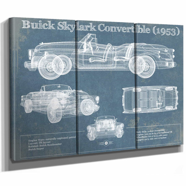 Buick Skylark Convertible (1953) Vintage Blueprint Auto Print