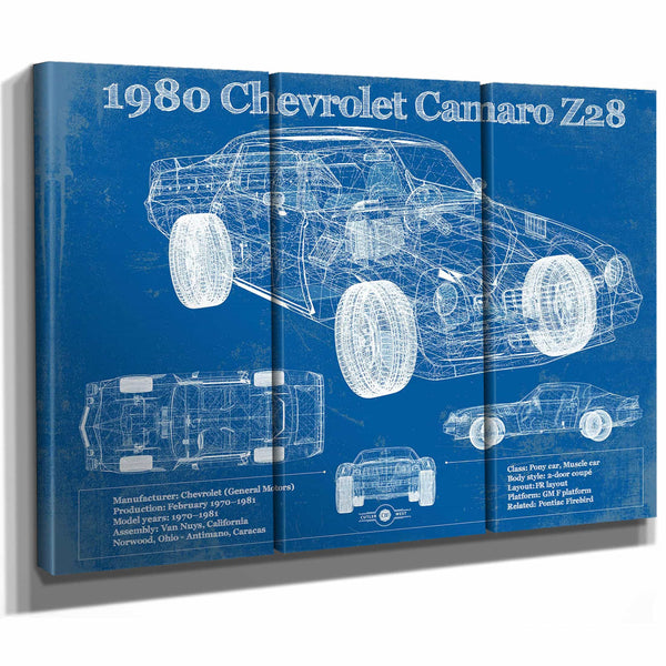 1980 Chevrolet Camaro Z28 Vintage Blueprint Auto Print