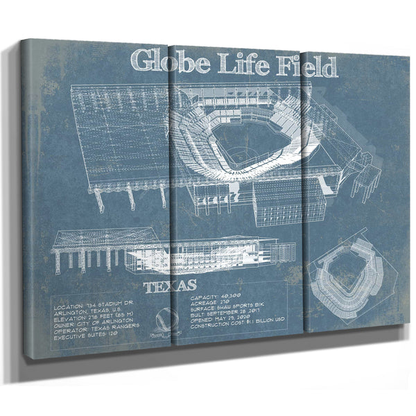 Texas Rangers -  Globe Life Field Vintage Stadium Baseball Print