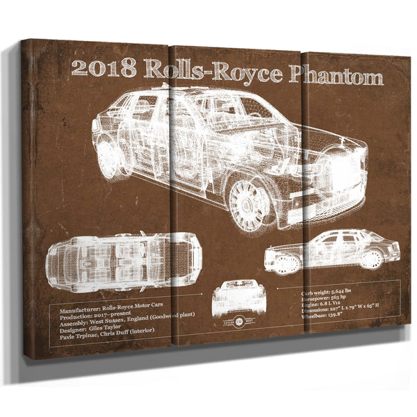 2018 Rolls Royce Phantom Vintage Blueprint Auto Print