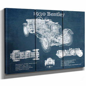 1930 Bentley Vintage Blueprint Auto Print
