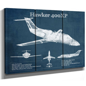 Hawker 400XP Vintage Blueprint Airplane Print