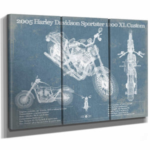 2005 Harley Davidson Sportster 1200 XL Custom Blueprint Motorcycle Patent Print