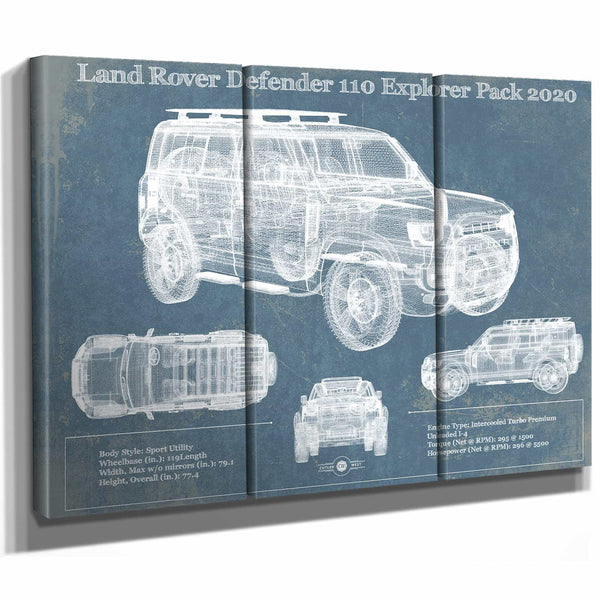 Land Rover Defender 110 Explorer Pack Vintage Blueprint Auto Print
