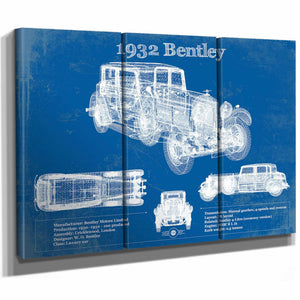 1932 Bentley Vintage Blueprint Auto Print