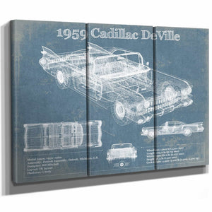 1959 Cadillac Coupe de Ville Blueprint Vintage Auto Print