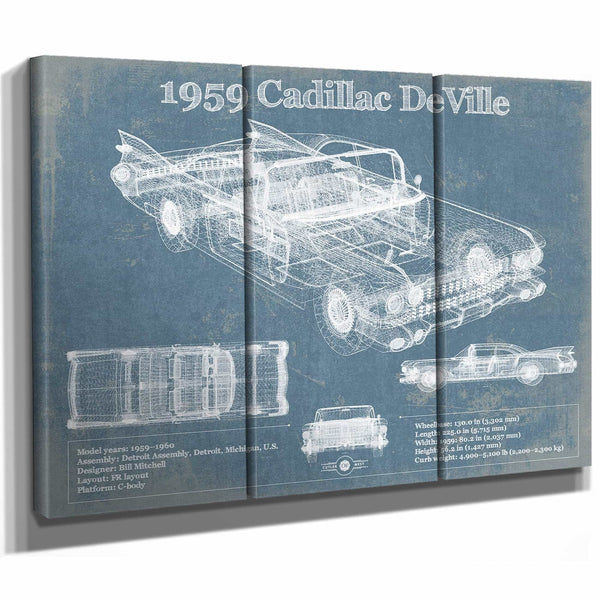 1959 Cadillac Coupe de Ville Blueprint Vintage Auto Print