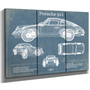 Porsche 911 Vintage Blueprint Auto Print