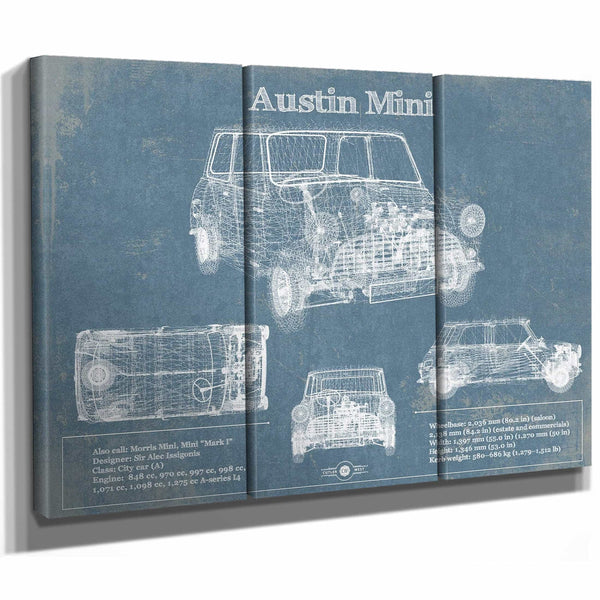 Austin Mini Blueprint Vintage Auto Print